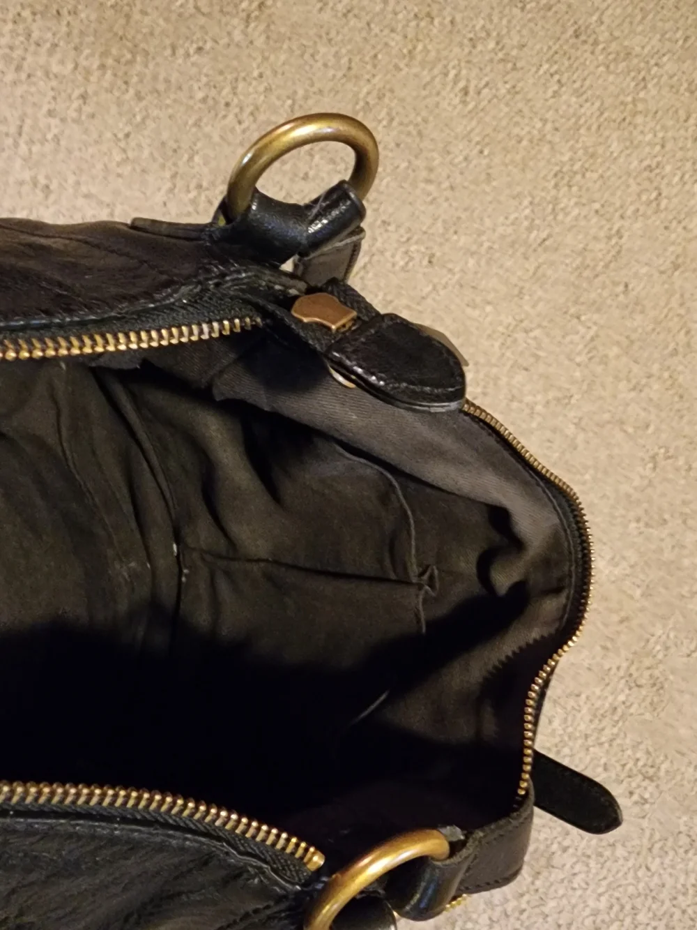 Black Leather Crossbody Bag with Gold Hardware